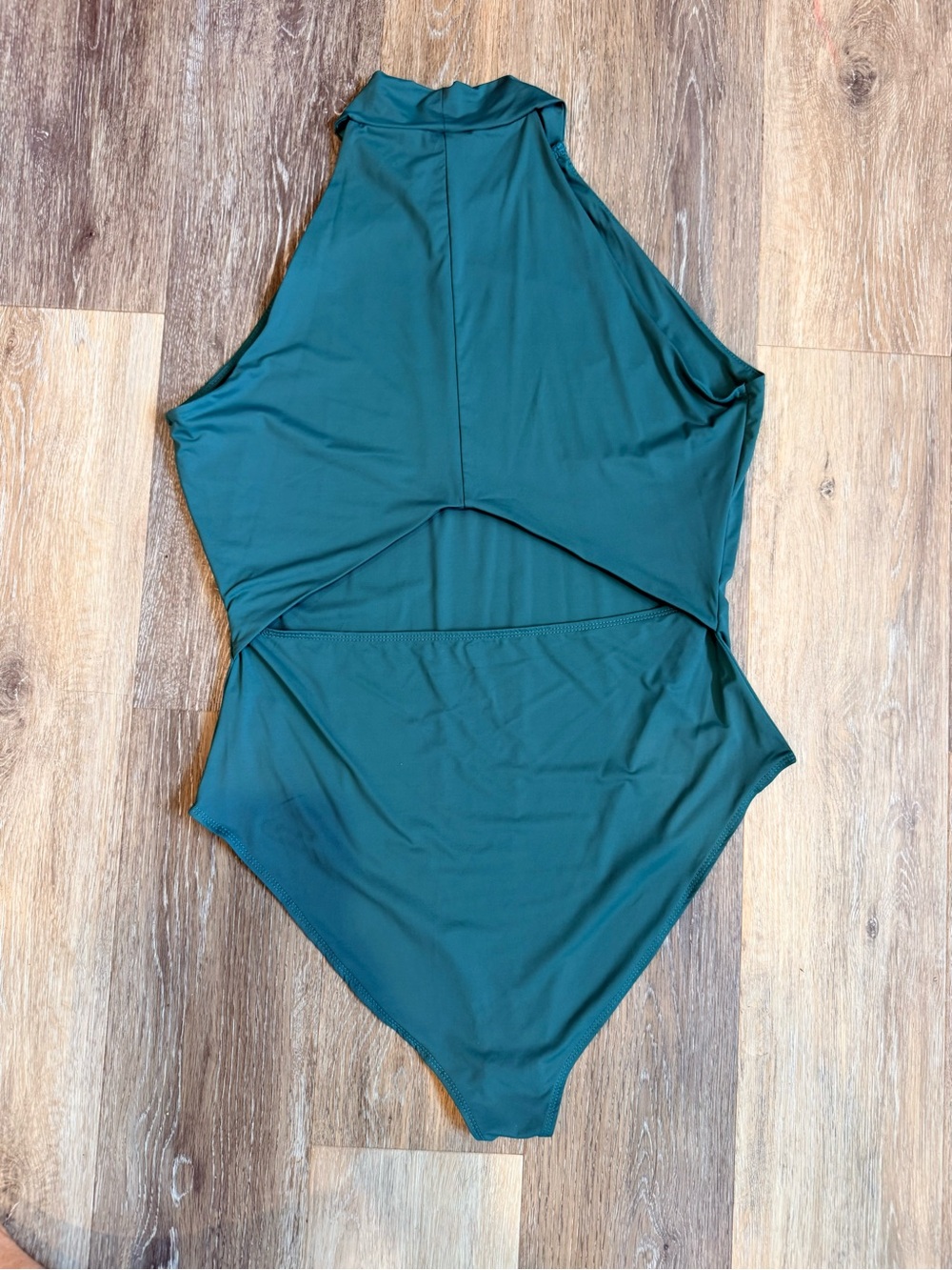Heatherly Teal Cutout Back Bodysuit Size L - Picture 2 of 4